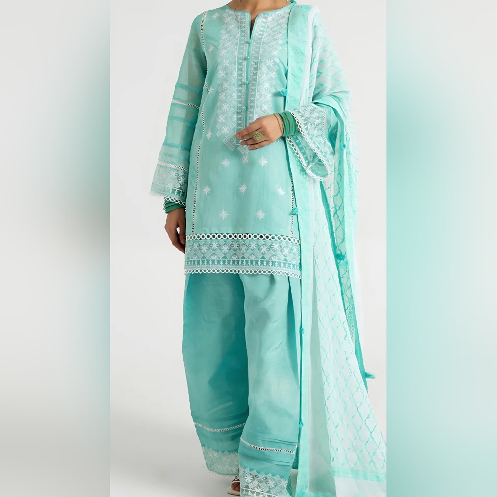 NEW Arif Ashraf‎ 4 Piece Pakistani Aqua Mint Women's Outfit Large